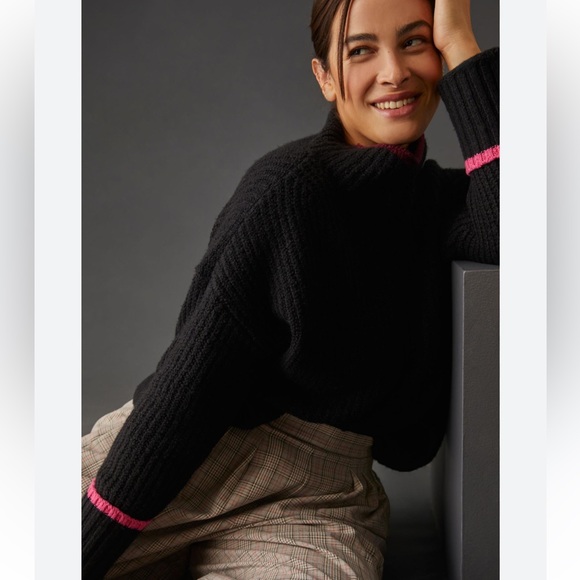 Anthropologie The Maeve Mock-Neck Color-Tipped Sweater M nwt - Picture 11 of 13